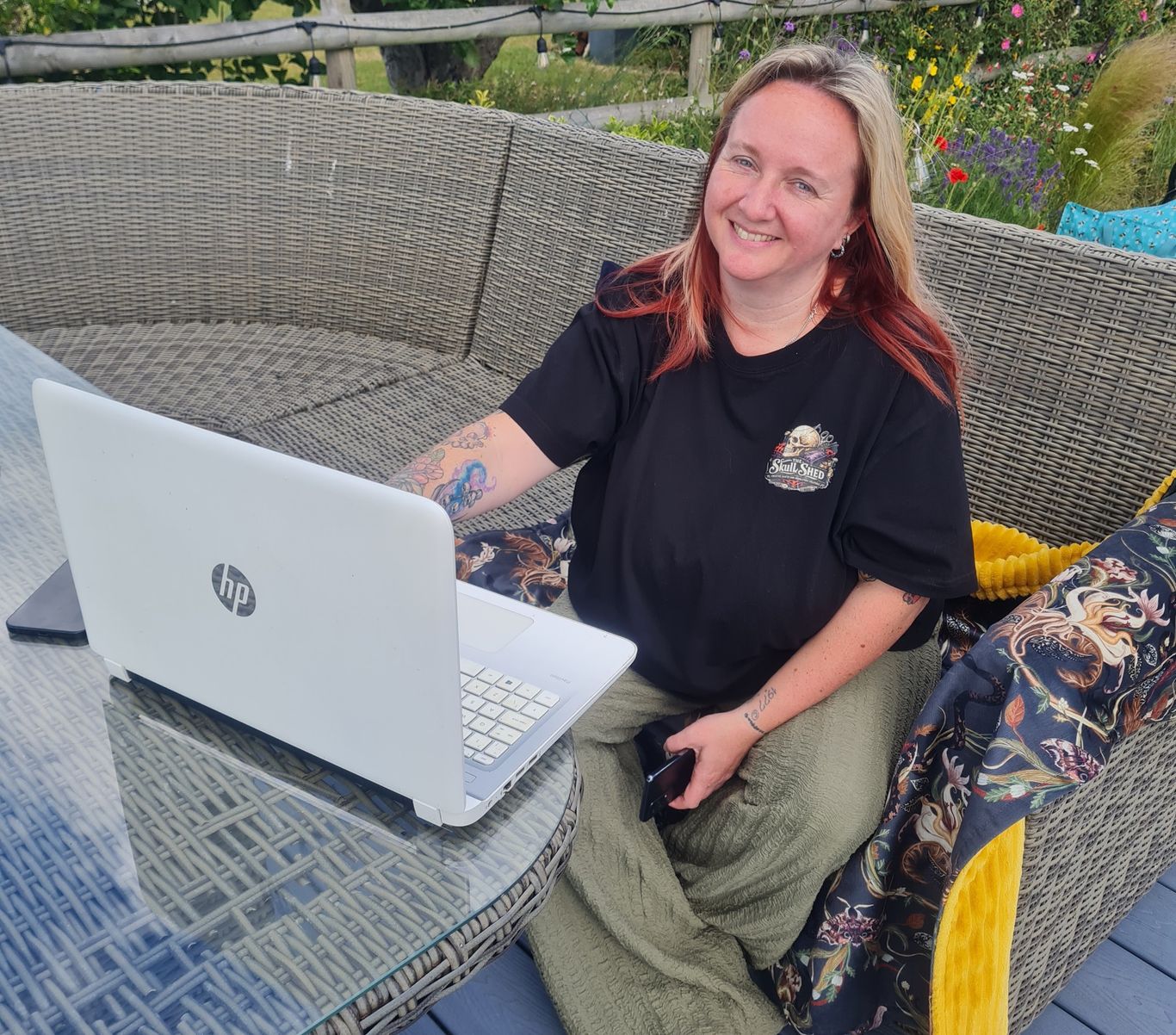 Sarah at her laptop