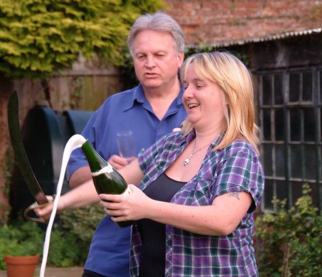 Sarah doing Sabrage with her dad